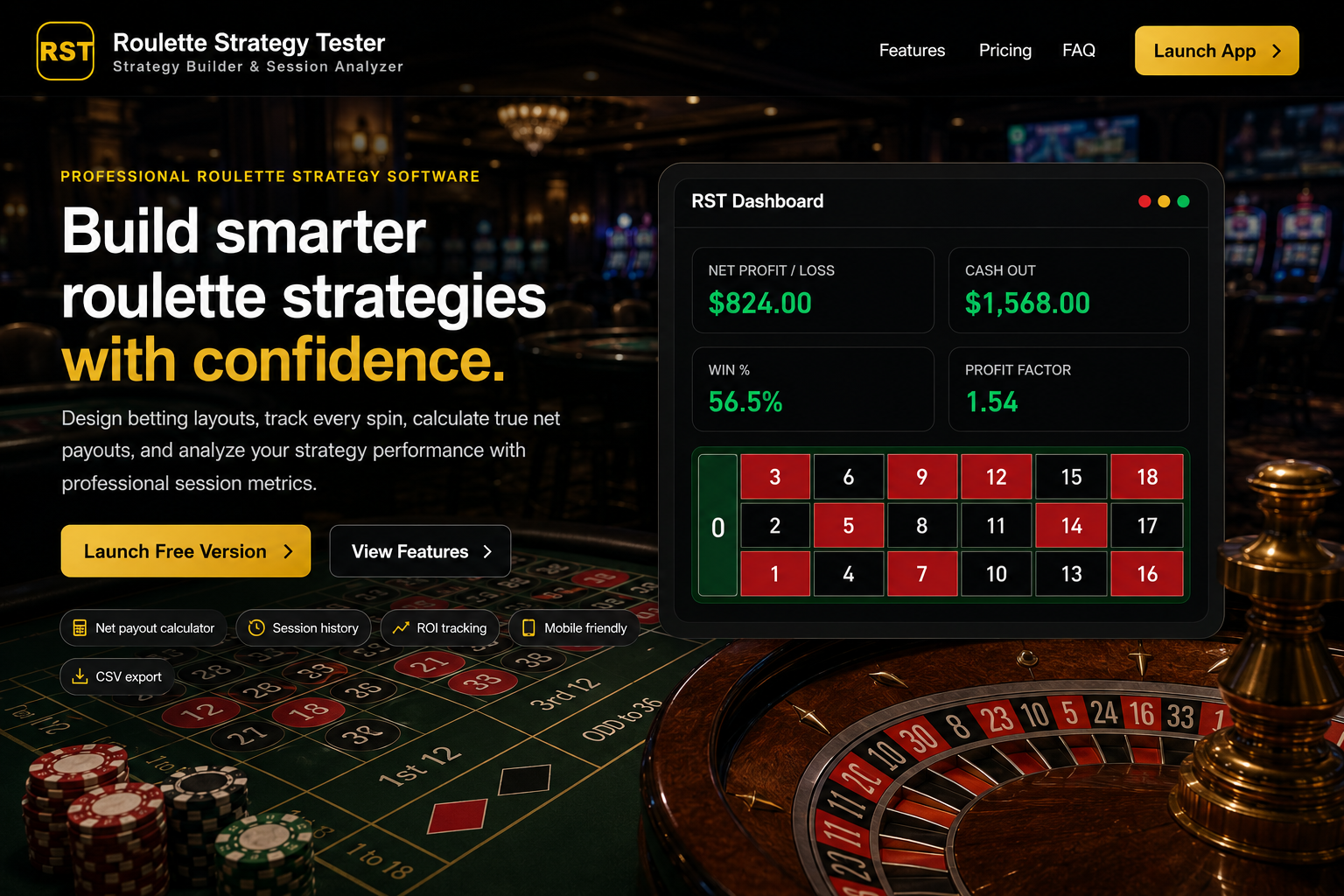 Roulette Strategy Tester homepage